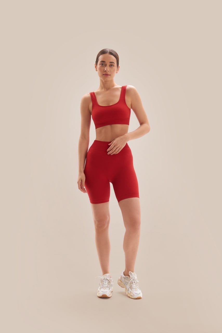 Дамски къси клинчета от рипсено кадифе - Apple Red