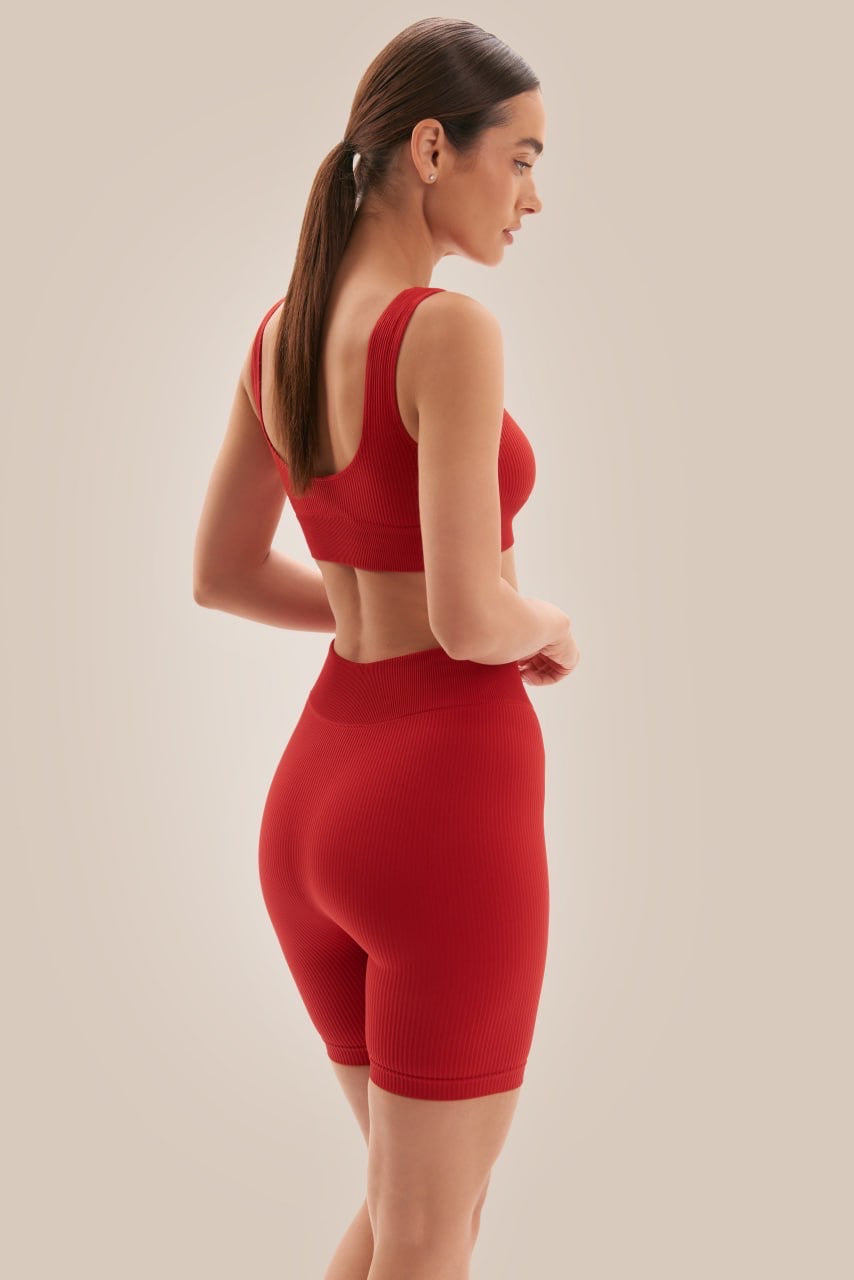 Дамски къси клинчета от рипсено кадифе - Apple Red