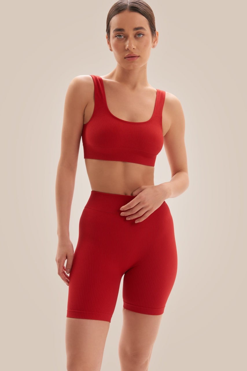 Къс топ на рипсено райе — Apple Red