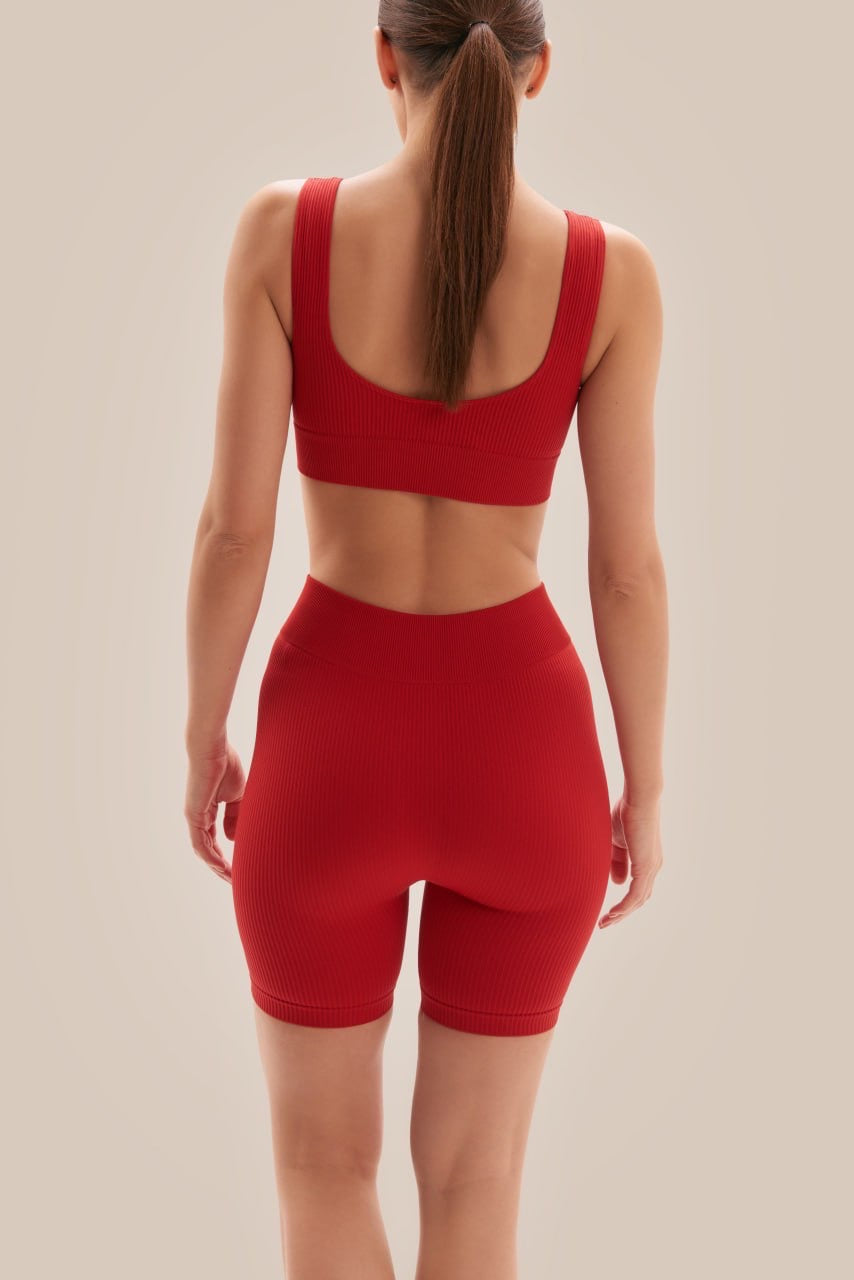 Дамски къси клинчета от рипсено кадифе - Apple Red